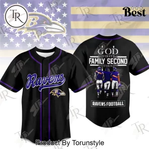 Baltimore Ravens God First Family Second Faith and Brotherhood Black Premium Baseball Jersey