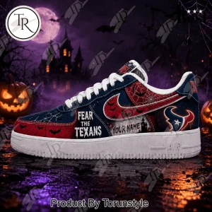 Houston Texans Personalized Fear The Texans Halloween Custom Air Force 1 Sneakers Houston Texans Personalized Fear The Texans Halloween Custom Air Force 1 Sneakers