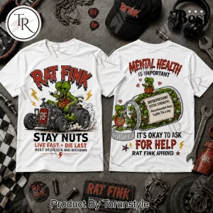 Rat Fink Stay Nuts Live Fast Retro Hot Rod Mental Health Awareness Graphic T-Shirt