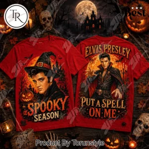 Elvis Presley Spooky Season Halloween Rockabilly Witch and Vampire Graphic T-Shirt Elvis Presley Spooky Season Halloween Rockabilly Witch and Vampire Graphic T-Shirt