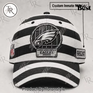 Philadelphia Eagles Inmate Personalized Custom Number Striped Baseball Cap