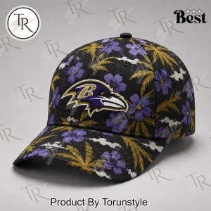 Baltimore Ravens NFL Premium Tropical Floral Summer Print Baseball Cap
