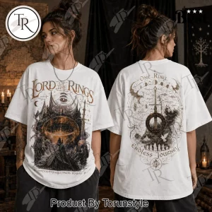 Lord of the Rings Middle Earth Vintage Double Sided Graphic Oversized T-Shirt