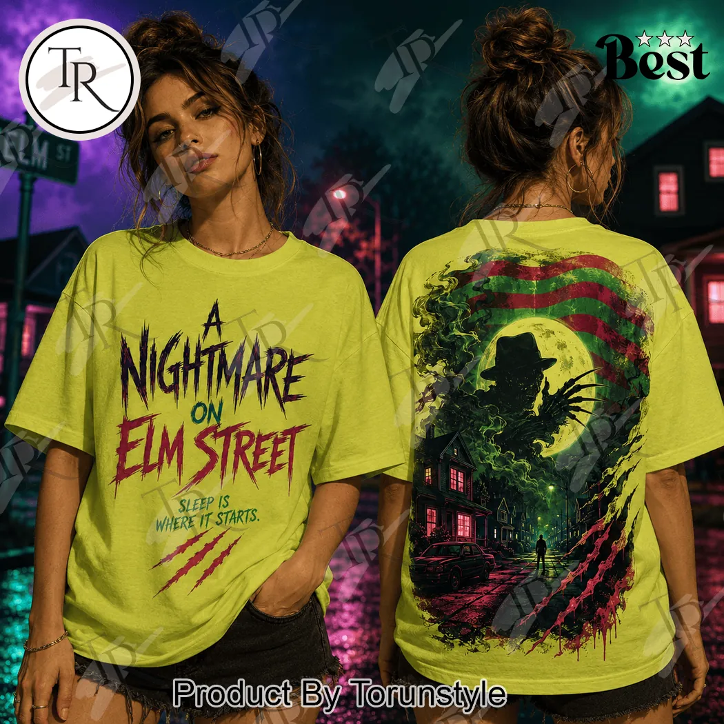A Nightmare on Elm Street Freddy Krueger Halloween Double-Sided Graphic T-Shirt A Nightmare on Elm Street Freddy Krueger Halloween Double-Sided Graphic T-Shirt