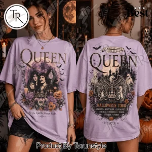 Queen Band Vintage 1975 Halloween Tour Purple Graphic T-Shirt