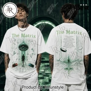 The Matrix Sci-Fi Movie Red and Blue Pill Digital Rain Graphic T-Shirt
