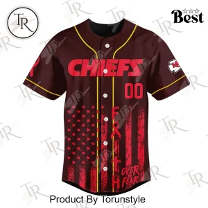 Kansas City Chiefs Breast Cancer Awareness Personalized Hope Over Fear Baseball Jersey