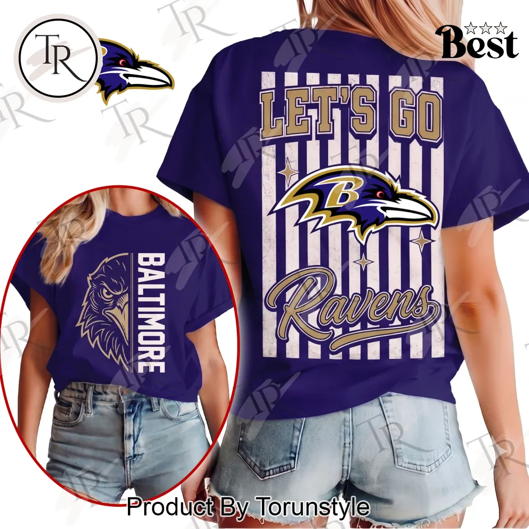Baltimore Ravens NFL Let's Go Victory Stripe Purple Game Day T-Shirt Baltimore Ravens NFL Let's Go Victory Stripe Purple Game Day T-Shirt