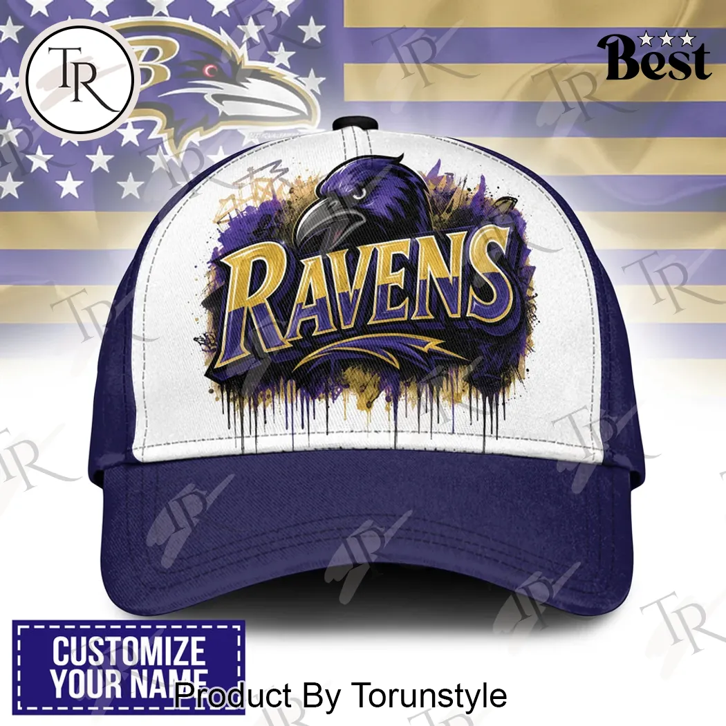 Baltimore Ravens Personalized Graffiti Paint Drip NFL Football Baseball Cap Baltimore Ravens Personalized Graffiti Paint Drip NFL Football Baseball Cap
