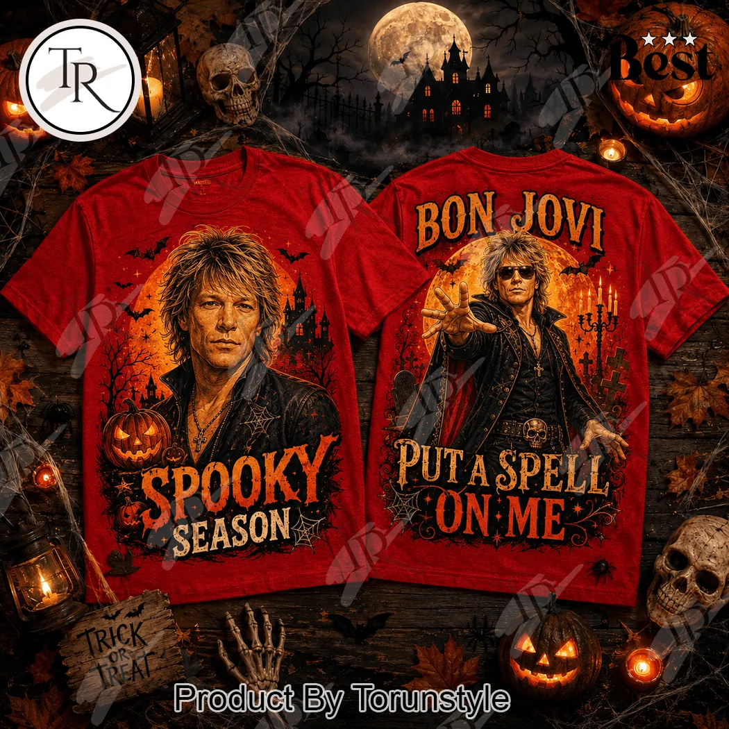 Bon Jovi Spooky Season Halloween Vampire Portrait Red Graphic T-Shirt Bon Jovi Spooky Season Halloween Vampire Portrait Red Graphic T-Shirt