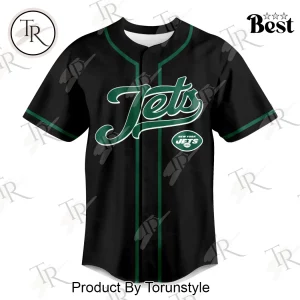 New York Jets God First Family Second Faith and Brotherhood Premium Black Graphic Baseball Jersey
