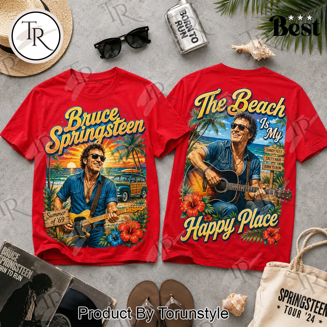Bruce Springsteen The Beach Is My Happy Place Vintage Summer of 69 Retro Rock T-Shirt Bruce Springsteen The Beach Is My Happy Place Vintage Summer of 69 Retro Rock T-Shirt
