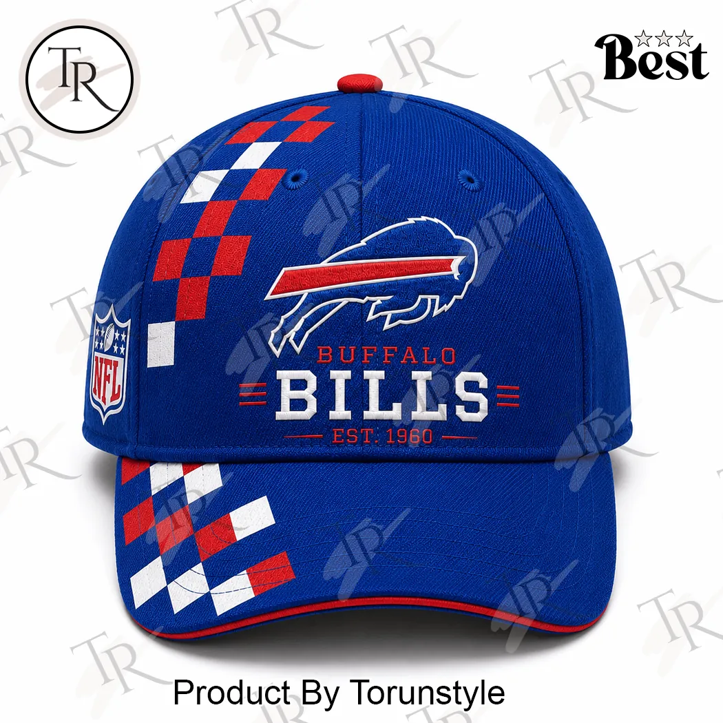 Buffalo Bills NFL Est 1960 Premium Royal Blue Checkerboard Baseball Cap Buffalo Bills NFL Est 1960 Premium Royal Blue Checkerboard Baseball Cap