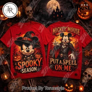 Mickey Mouse Halloween Spooky Season Witch and Vampire Graphic T-Shirt