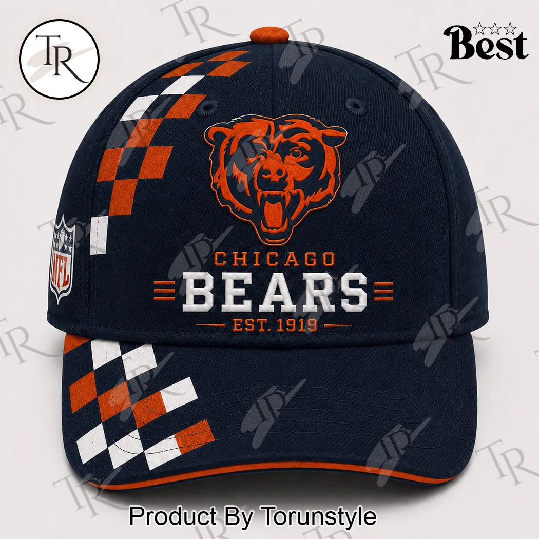 Chicago Bears NFL Est 1919 Premium Checkered Sideline Baseball Cap Chicago Bears NFL Est 1919 Premium Checkered Sideline Baseball Cap