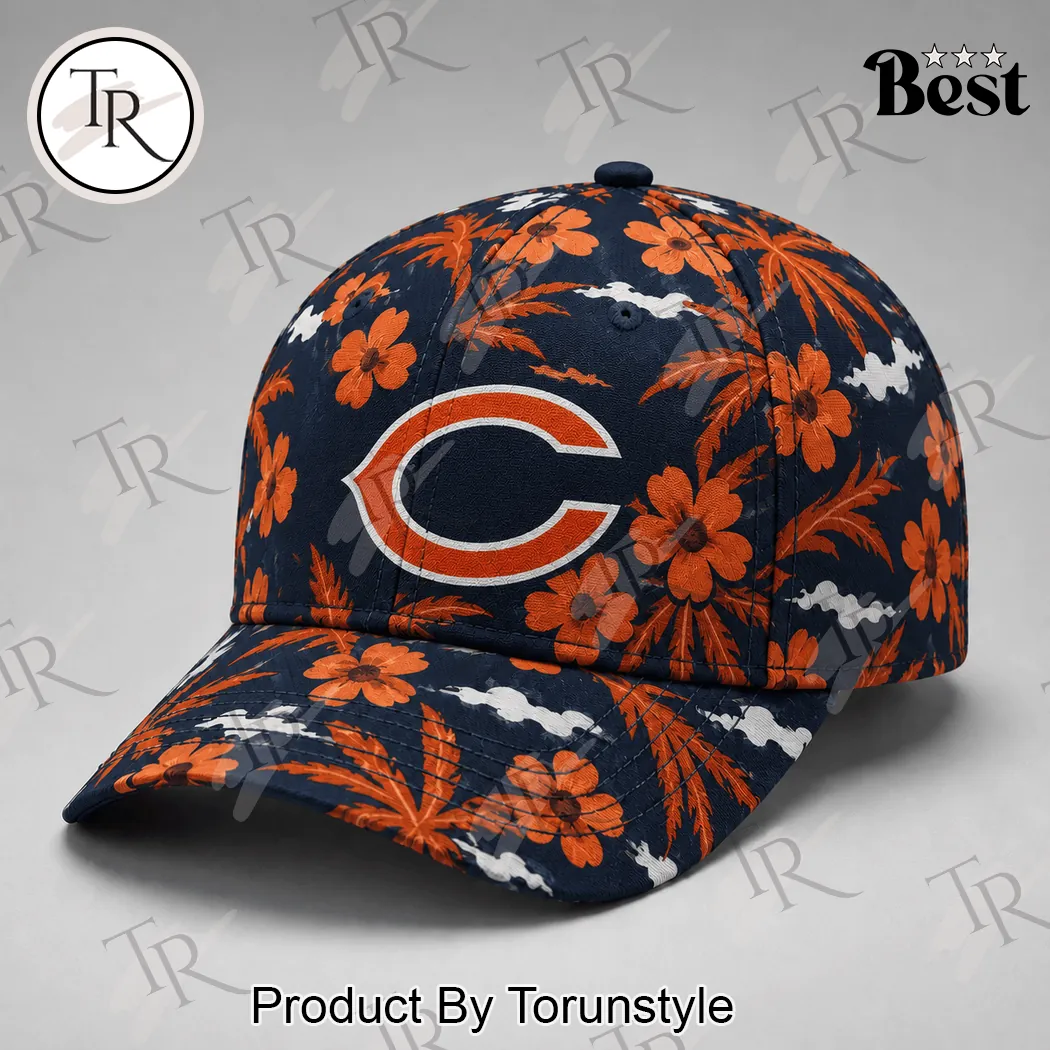 Chicago Bears NFL Tropical Floral Navy Blue Summer Fan Baseball Cap Chicago Bears NFL Tropical Floral Navy Blue Summer Fan Baseball Cap
