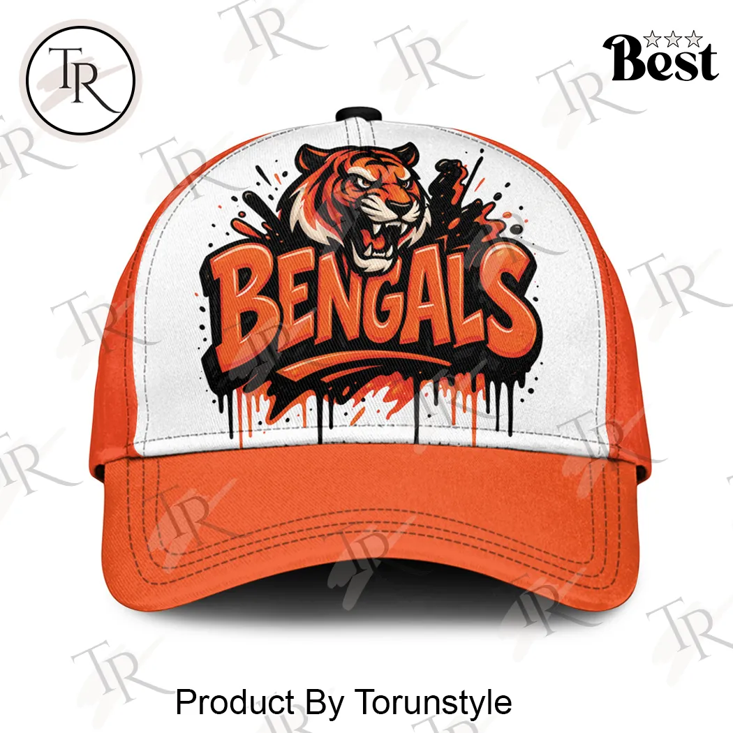 Cincinnati Bengals Personalized Name Graffiti Drip Tiger Mascot Baseball Cap Cincinnati Bengals Personalized Name Graffiti Drip Tiger Mascot Baseball Cap