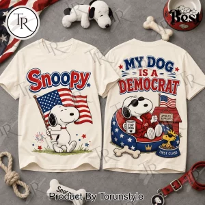 Snoopy My Dog Is A Democrat Patriotic American Flag Vintage Graphic T-Shirt Snoopy My Dog Is A Democrat Patriotic American Flag Vintage Graphic T-Shirt