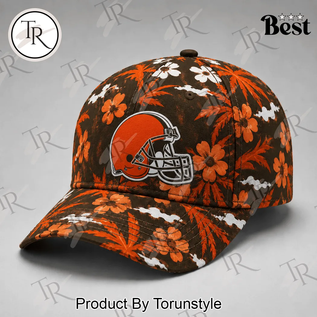 Cleveland Browns NFL Tropical Floral Premium Baseball Cap Cleveland Browns NFL Tropical Floral Premium Baseball Cap