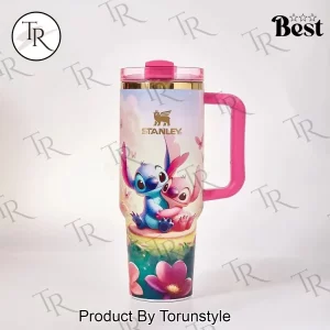 Lilo and Stitch Pink Floral Stanley Style 40oz Tumbler