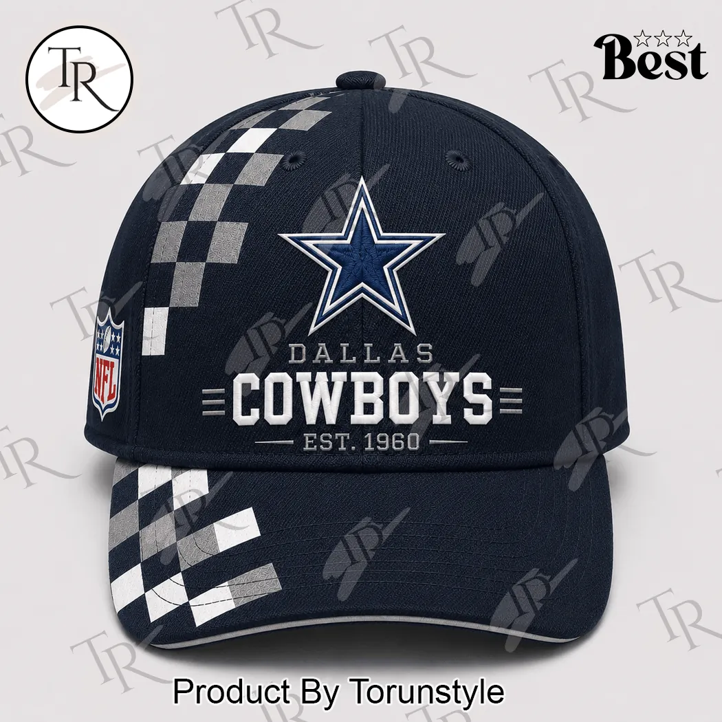 Dallas Cowboys NFL Est 1960 Premium Checkered Sideline Baseball Cap Dallas Cowboys NFL Est 1960 Premium Checkered Sideline Baseball Cap