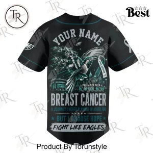 Philadelphia Eagles Breast Cancer Awareness Personalized Hope Over Fear Baseball Jersey