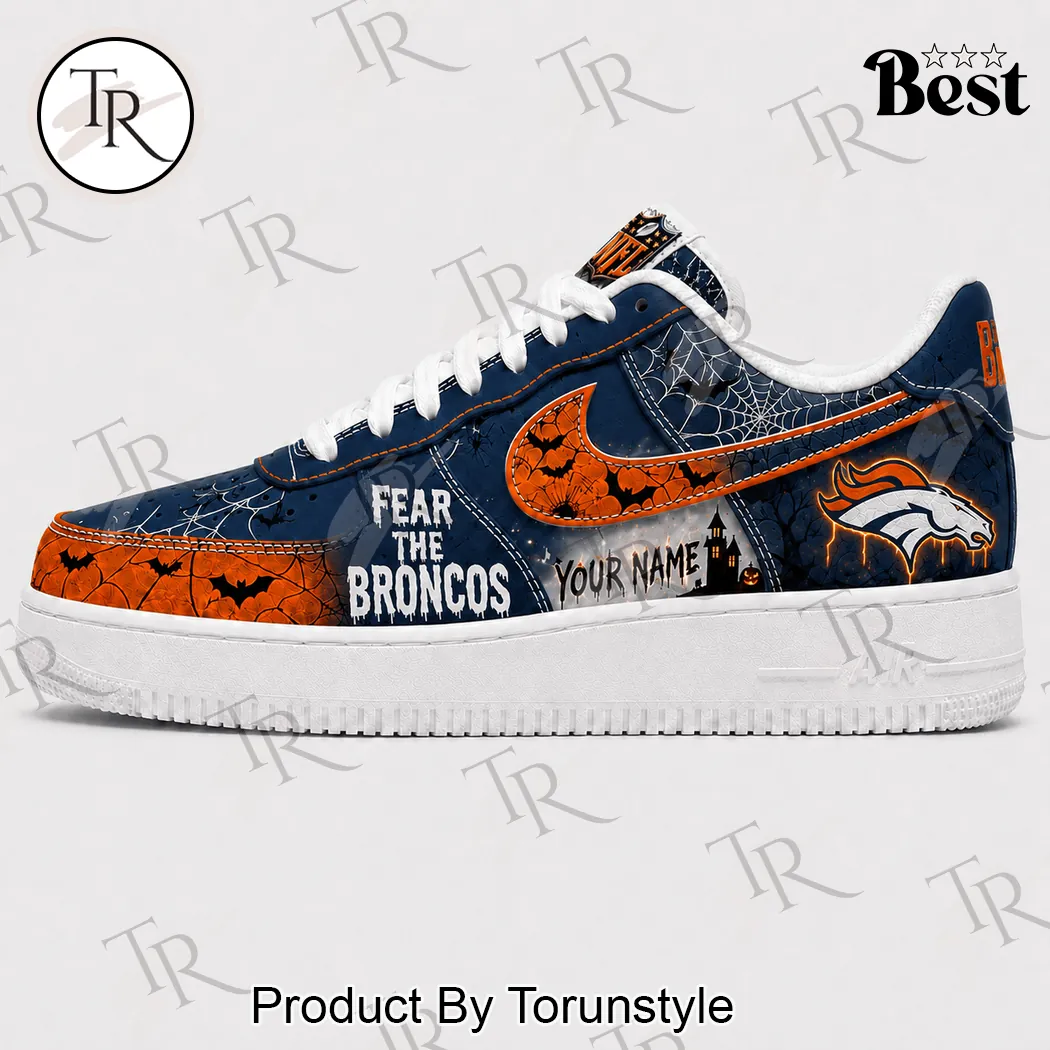 Denver Broncos Halloween Personalized Fear The Team Custom Air Force 1 Sneakers Denver Broncos Halloween Personalized Fear The Team Custom Air Force 1 Sneakers