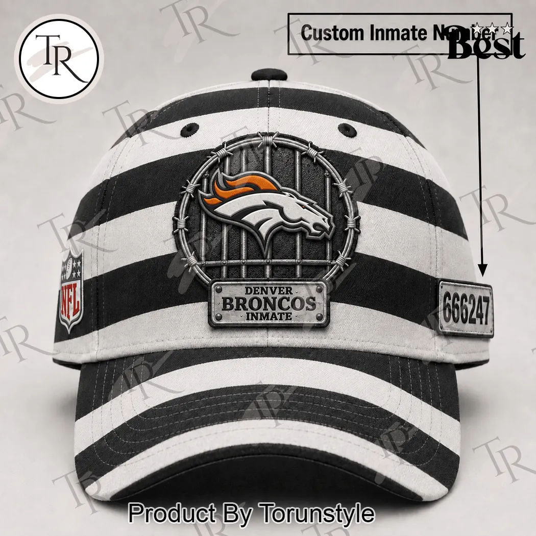 Denver Broncos NFL Custom Number Inmate Striped Baseball Cap Denver Broncos NFL Custom Number Inmate Striped Baseball Cap