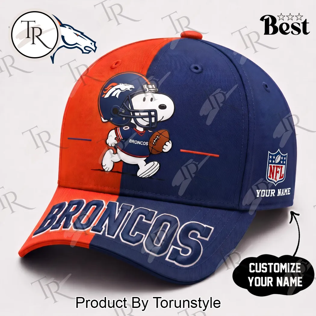 Denver Broncos Snoopy NFL Custom Name Personalized Split Color Baseball Cap Denver Broncos Snoopy NFL Custom Name Personalized Split Color Baseball Cap