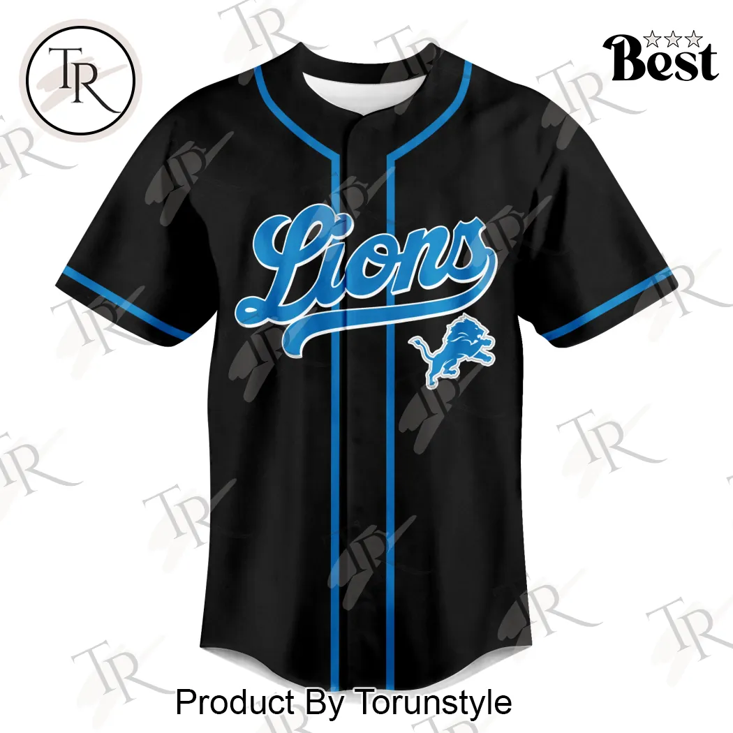 Detroit Lions God First Family Second Faith and Brotherhood Premium Black Baseball Jersey Detroit Lions God First Family Second Faith and Brotherhood Premium Black Baseball Jersey