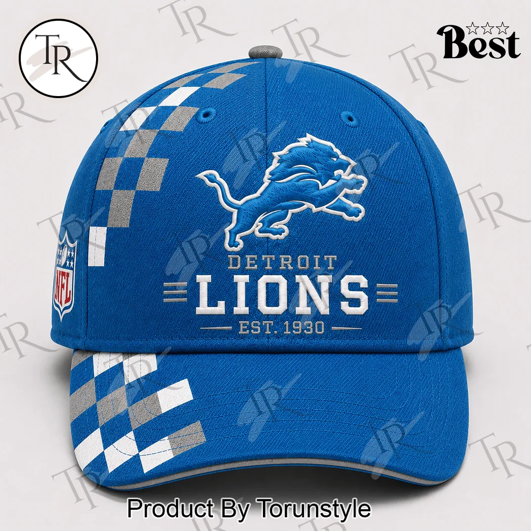 Detroit Lions NFL Sideline Est 1930 Checkered Premium Baseball Cap Detroit Lions NFL Sideline Est 1930 Checkered Premium Baseball Cap