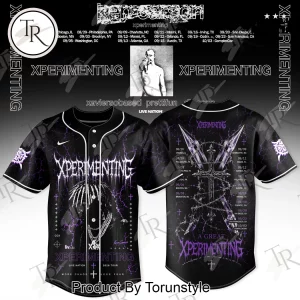 Ken Carson Xperimenting 2026 Tour Purple Lightning Gothic Graphic Baseball Jersey