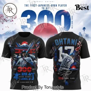Shohei Ohtani Los Angeles Dodgers 300 Career Home Runs Japanese Heritage Commemorative Pullover Hoodie