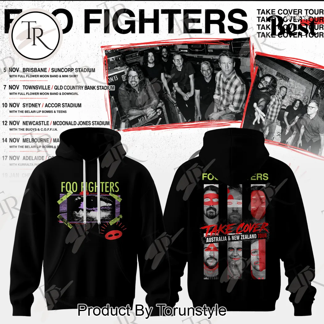 Foo Fighters Take Cover Australia and New Zealand Tour Graphic Concert Hoodie Foo Fighters Take Cover Australia and New Zealand Tour Graphic Concert Hoodie