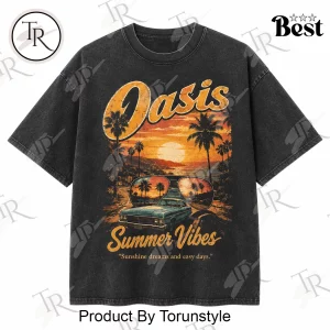 Oasis Summer Vibes Vintage Wash Retro Band Graphic T-Shirt
