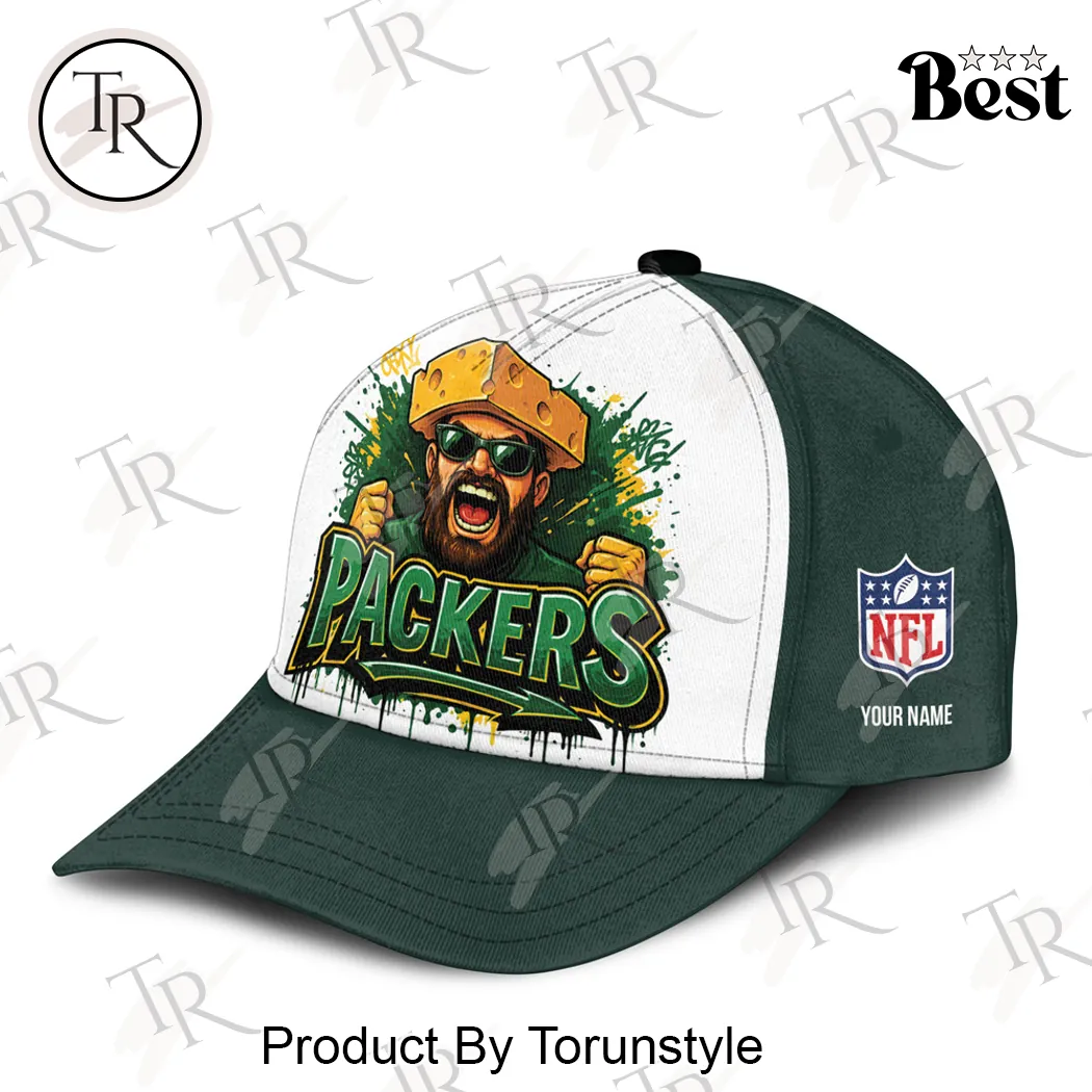 Green Bay Packers Cheesehead Personalized Name Custom Graffiti Baseball Cap Green Bay Packers Cheesehead Personalized Name Custom Graffiti Baseball Cap