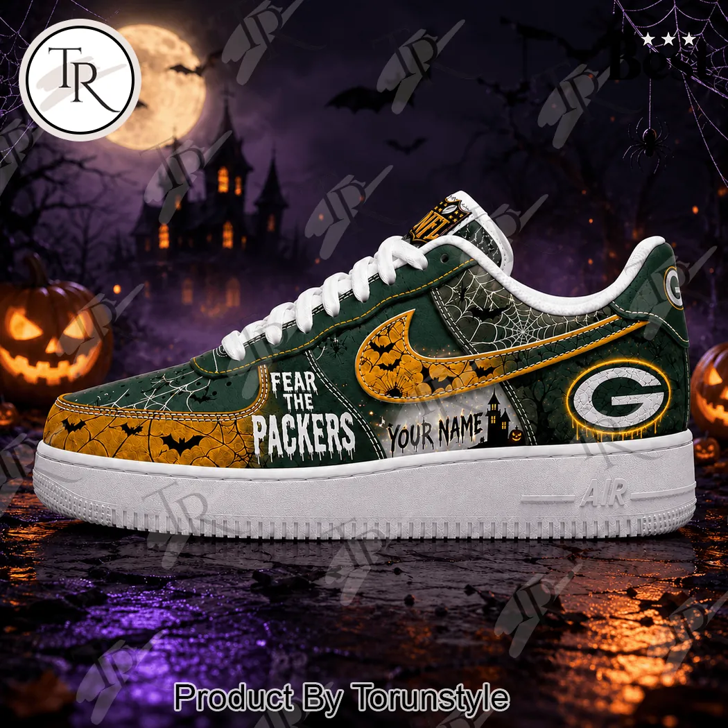Green Bay Packers Halloween Fear The Team Personalized Custom Sneakers Green Bay Packers Halloween Fear The Team Personalized Custom Sneakers