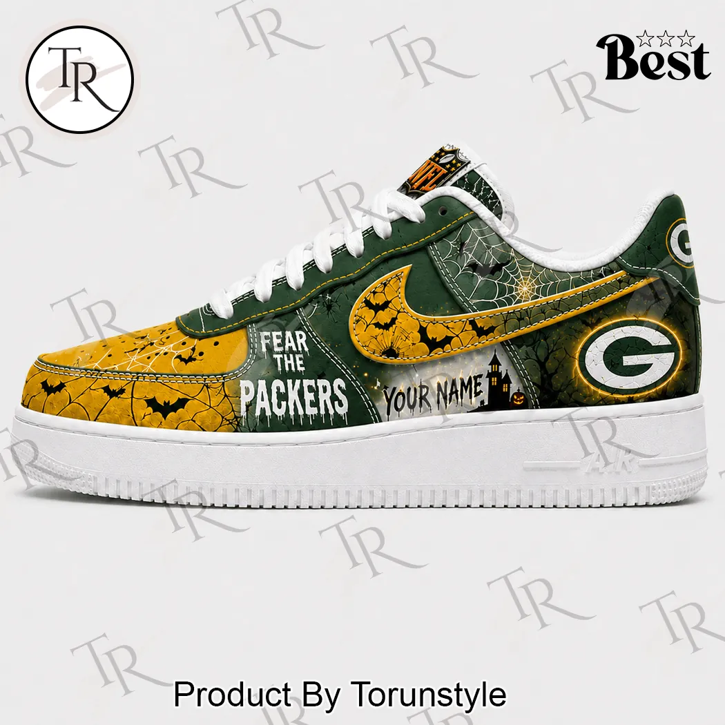 Green Bay Packers Halloween Fear The Team Personalized Custom Sneakers Green Bay Packers Halloween Fear The Team Personalized Custom Sneakers