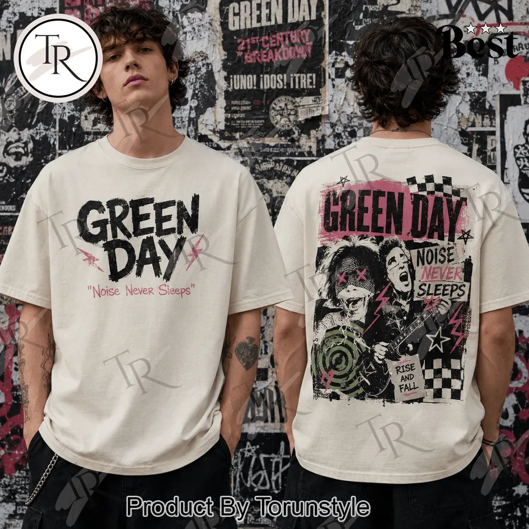 Green Day Noise Never Sleeps Vintage Punk Rock Graphic T-Shirt Green Day Noise Never Sleeps Vintage Punk Rock Graphic T-Shirt