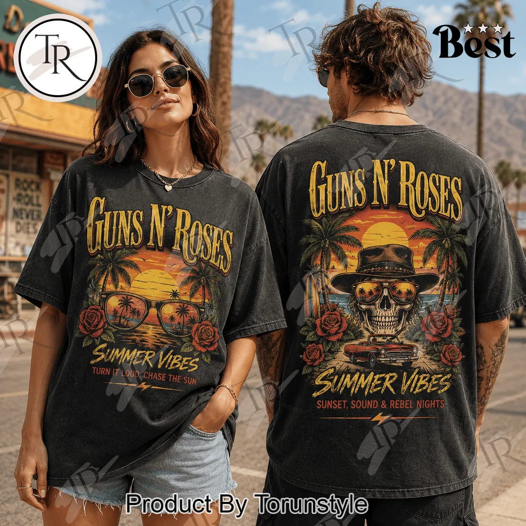 Guns N Roses Summer Vibes Vintage Washed Black Graphic T-Shirt Guns N Roses Summer Vibes Vintage Washed Black Graphic T-Shirt