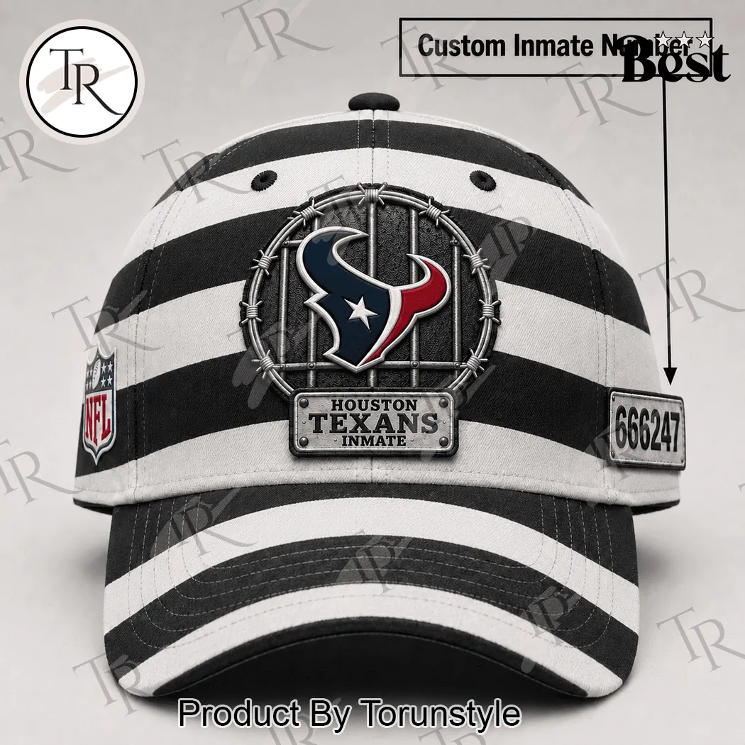 Houston Texans NFL Custom Inmate Number Striped Baseball Cap Houston Texans NFL Custom Inmate Number Striped Baseball Cap