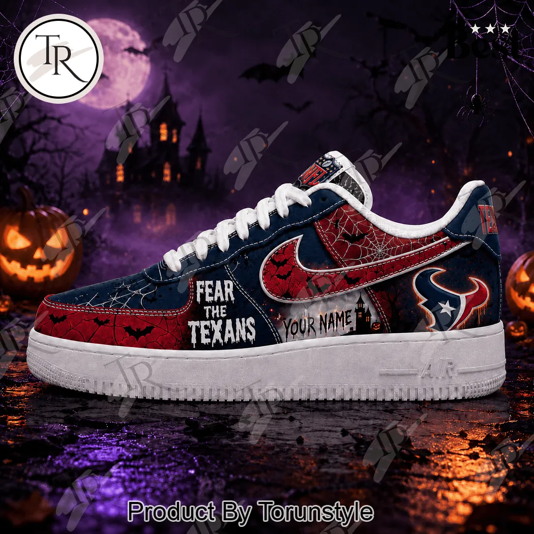 Houston Texans Personalized Fear The Texans Halloween Custom Air Force 1 Sneakers Houston Texans Personalized Fear The Texans Halloween Custom Air Force 1 Sneakers