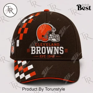 Cleveland Browns NFL Est 1946 Premium Sideline Brown Checkered Baseball Cap