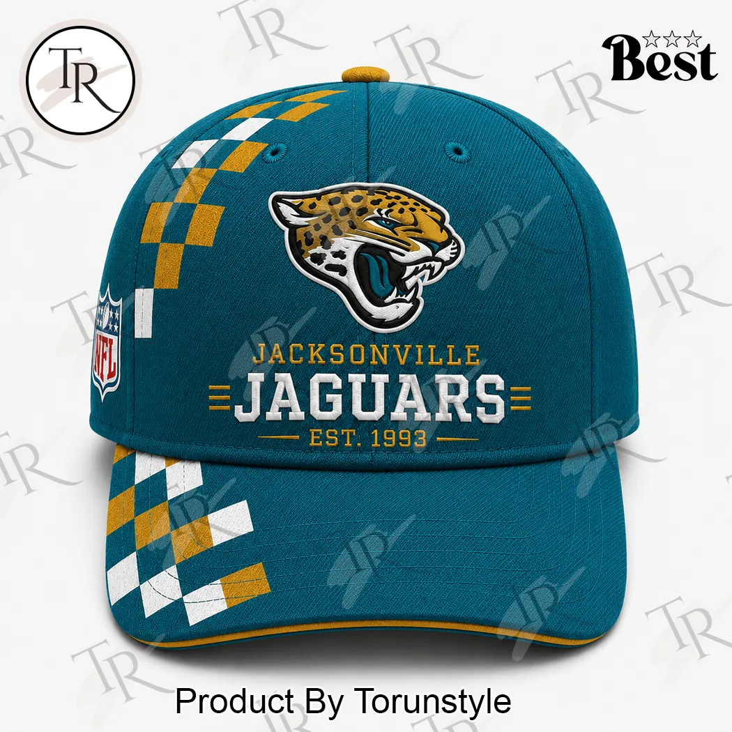 Jacksonville Jaguars NFL Est 1993 Teal Checkerboard Premium Sideline Baseball Cap Jacksonville Jaguars NFL Est 1993 Teal Checkerboard Premium Sideline Baseball Cap