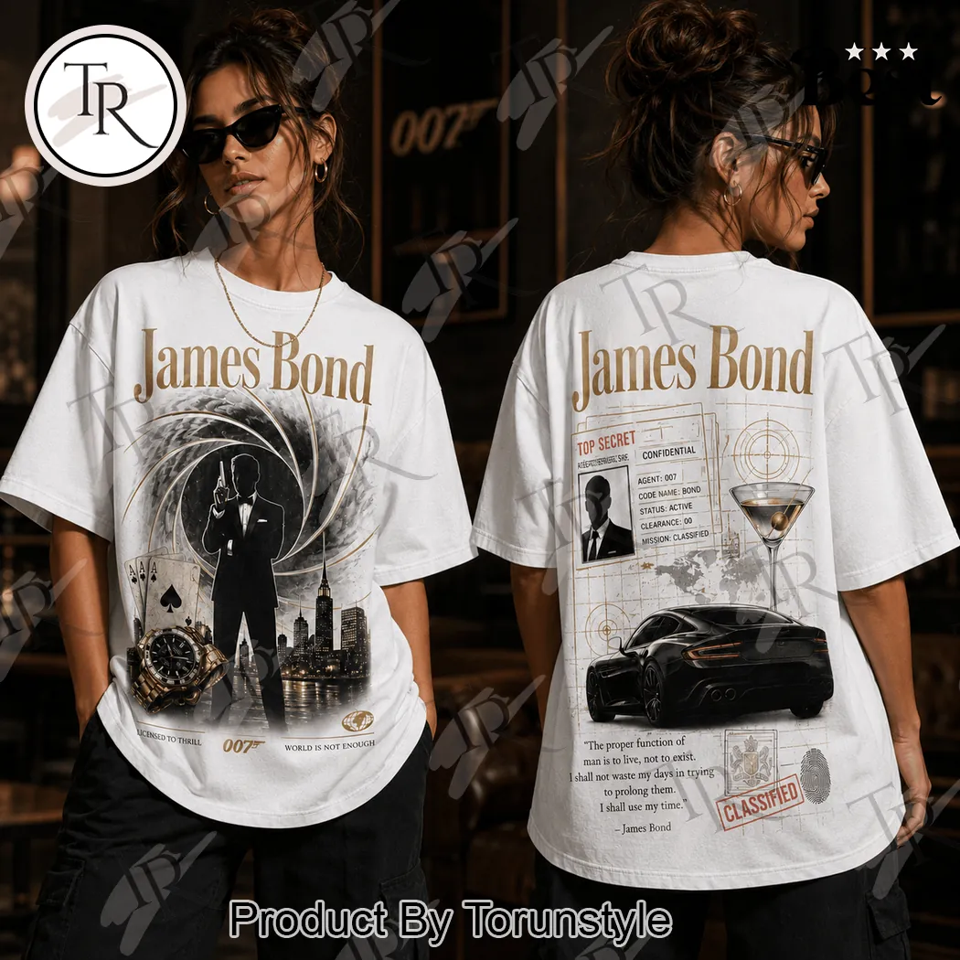 James Bond 007 Secret Agent Vintage Graphic Oversized T-Shirt James Bond 007 Secret Agent Vintage Graphic Oversized T-Shirt