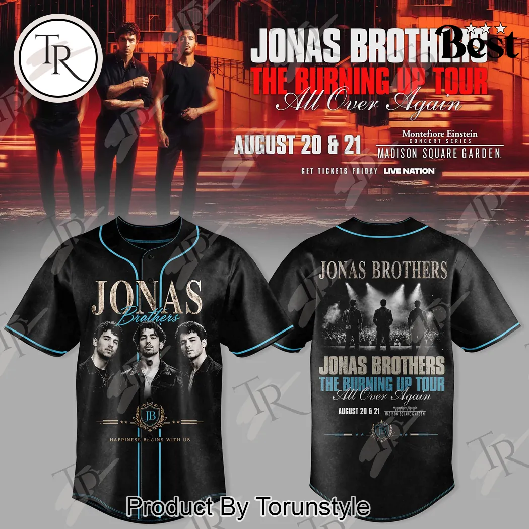 Jonas Brothers The Burning Up Tour All Over Again Commemorative Concert Baseball Jersey Jonas Brothers The Burning Up Tour All Over Again Commemorative Concert Baseball Jersey