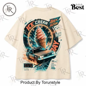 Back to the Future Ice Cream Day Retro DeLorean Graphic T-Shirt