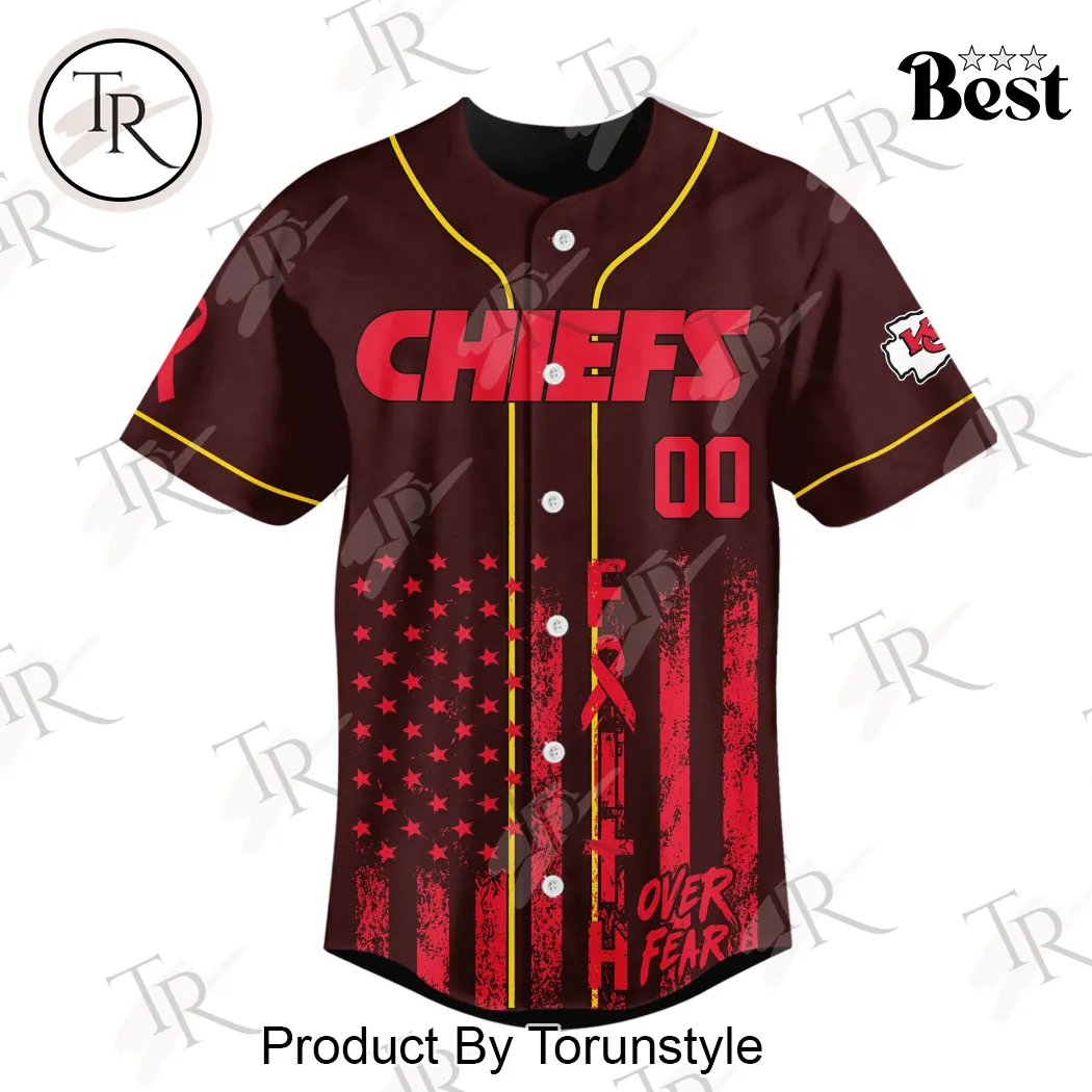 Kansas City Chiefs Breast Cancer Awareness Personalized Hope Over Fear Baseball Jersey Kansas City Chiefs Breast Cancer Awareness Personalized Hope Over Fear Baseball Jersey
