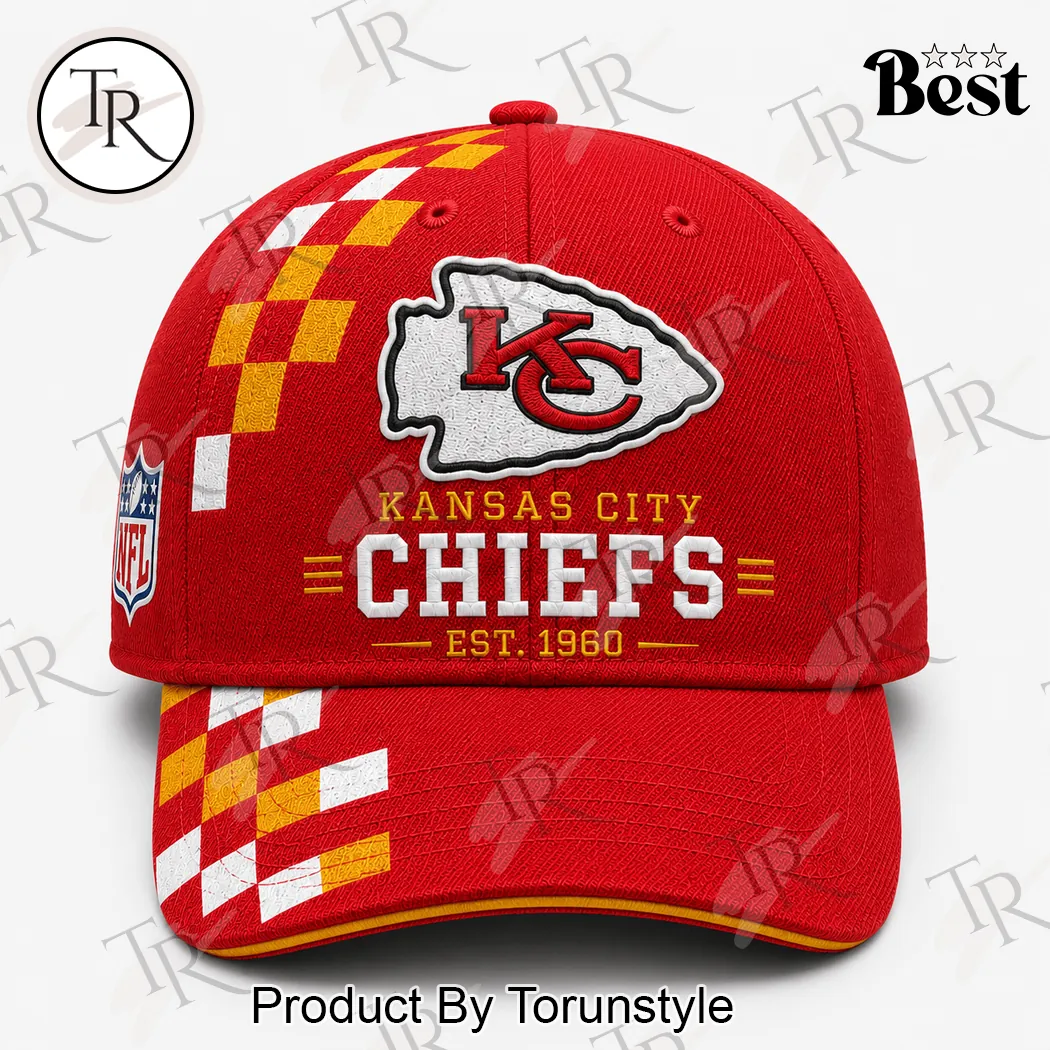 Kansas City Chiefs NFL Est 1960 Red Checkered Sideline Baseball Cap Kansas City Chiefs NFL Est 1960 Red Checkered Sideline Baseball Cap