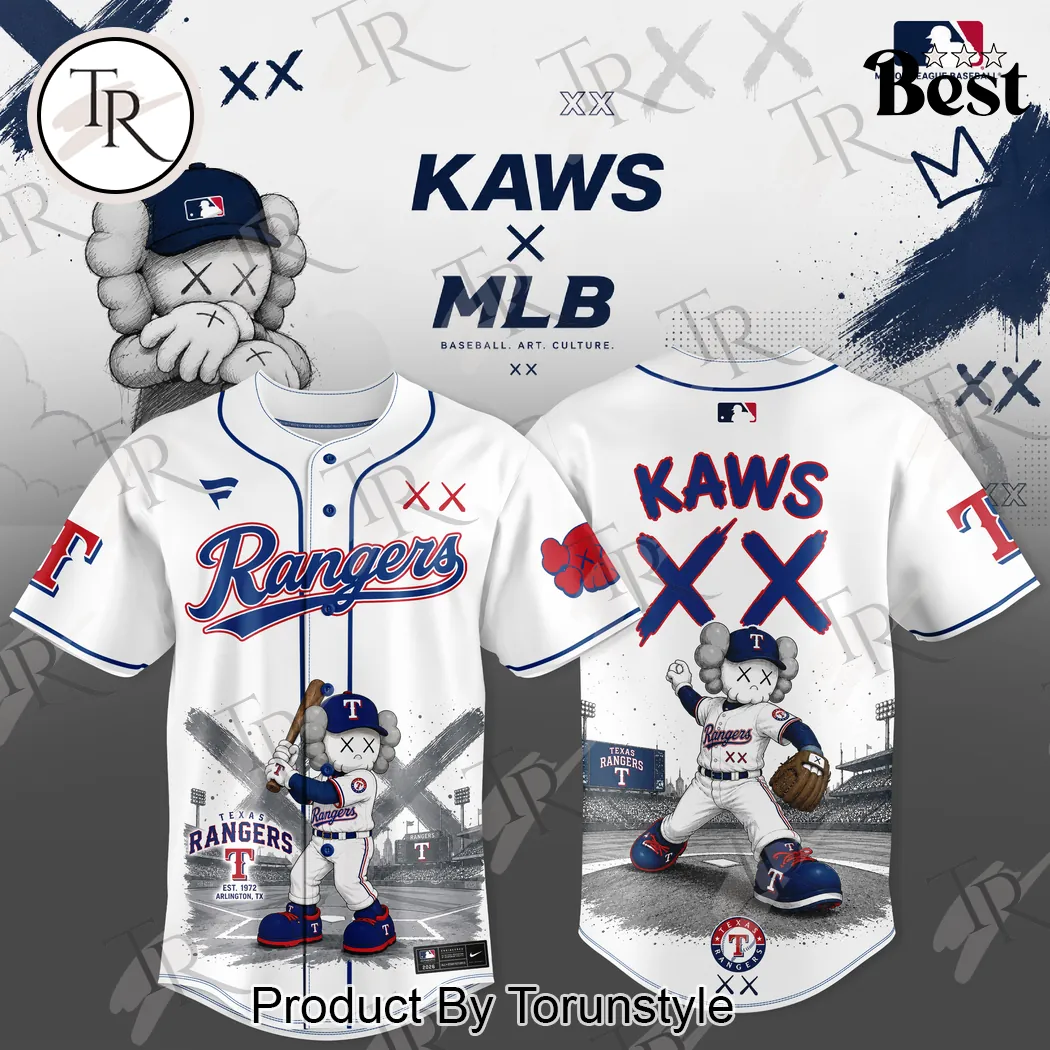 KAWS x MLB Texas Rangers 2026 Limited Edition Streetwear Graphic Baseball Jersey KAWS x MLB Texas Rangers 2026 Limited Edition Streetwear Graphic Baseball Jersey